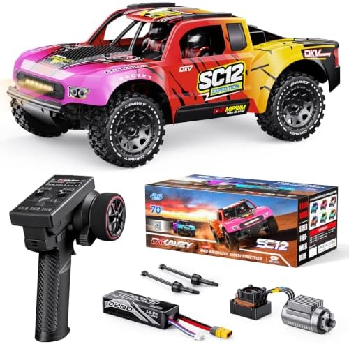 1/12 Brushless Remote Control Car RTR, 42MPH (70+Km/H 4WD Rc Short-Course Truck, Amateur-Level Rc Drift Car, Equipped with 3s 2200 Mah Battery, All-Terrain Tires, Suitable for Adults-RED
