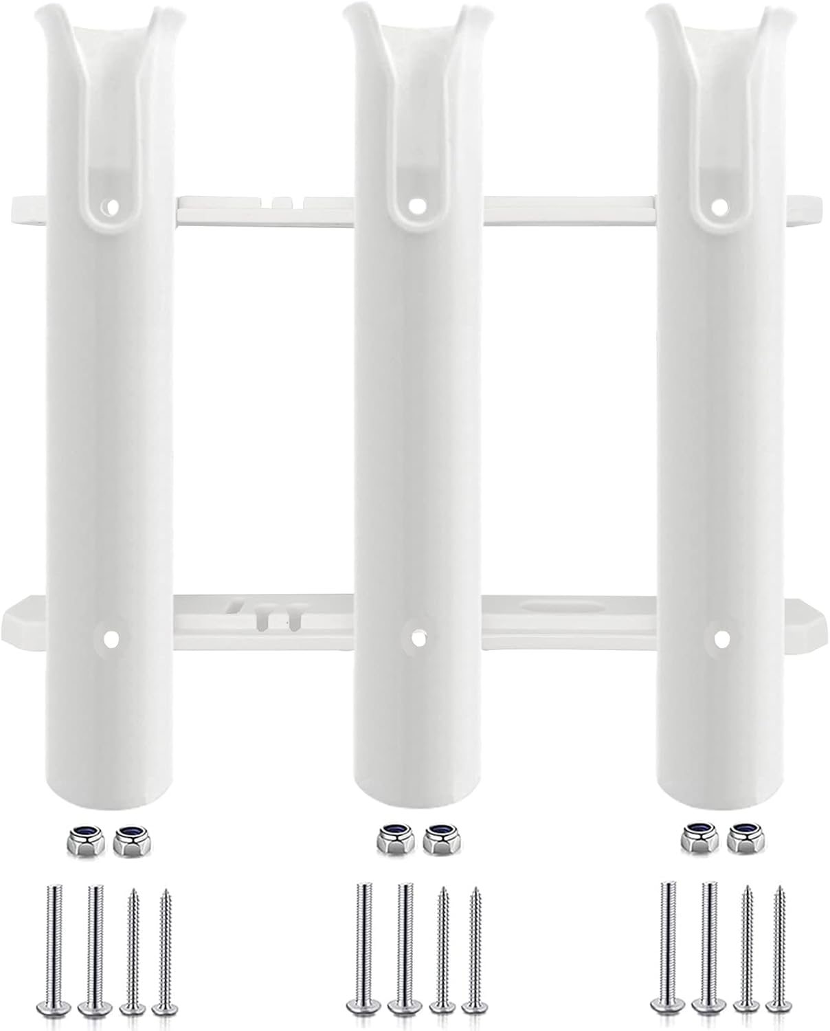 ISURE MARINE Fishing Rod Holder Bracket Wall Mounted Boat Side Mount Tool Holder Tube Links with Screws 2/3/4/6 Pole Tube (White/Black)