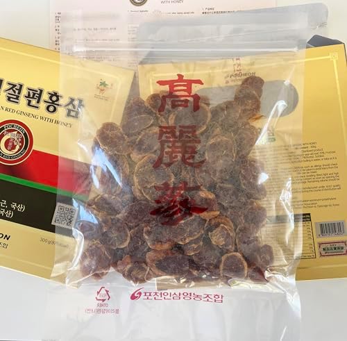 Pocheon 300g(10.6oz) 6Years Sliced Korean Panax Red Ginseng Roots with Honey, Saponin