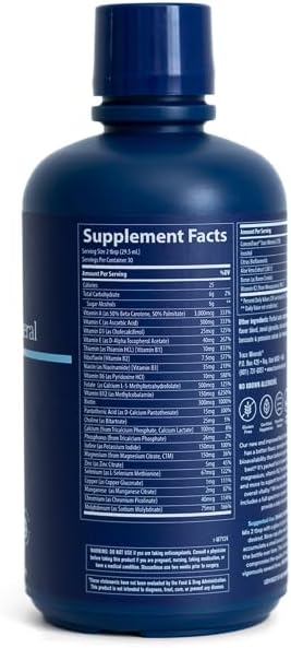 Trace Minerals Liquid Multivitamin with 72+ Minerals, Berry, 32 oz | 600 mg calcium, 100+ nutrients per serving, Supports energy and bones, Daily vitamins for adults