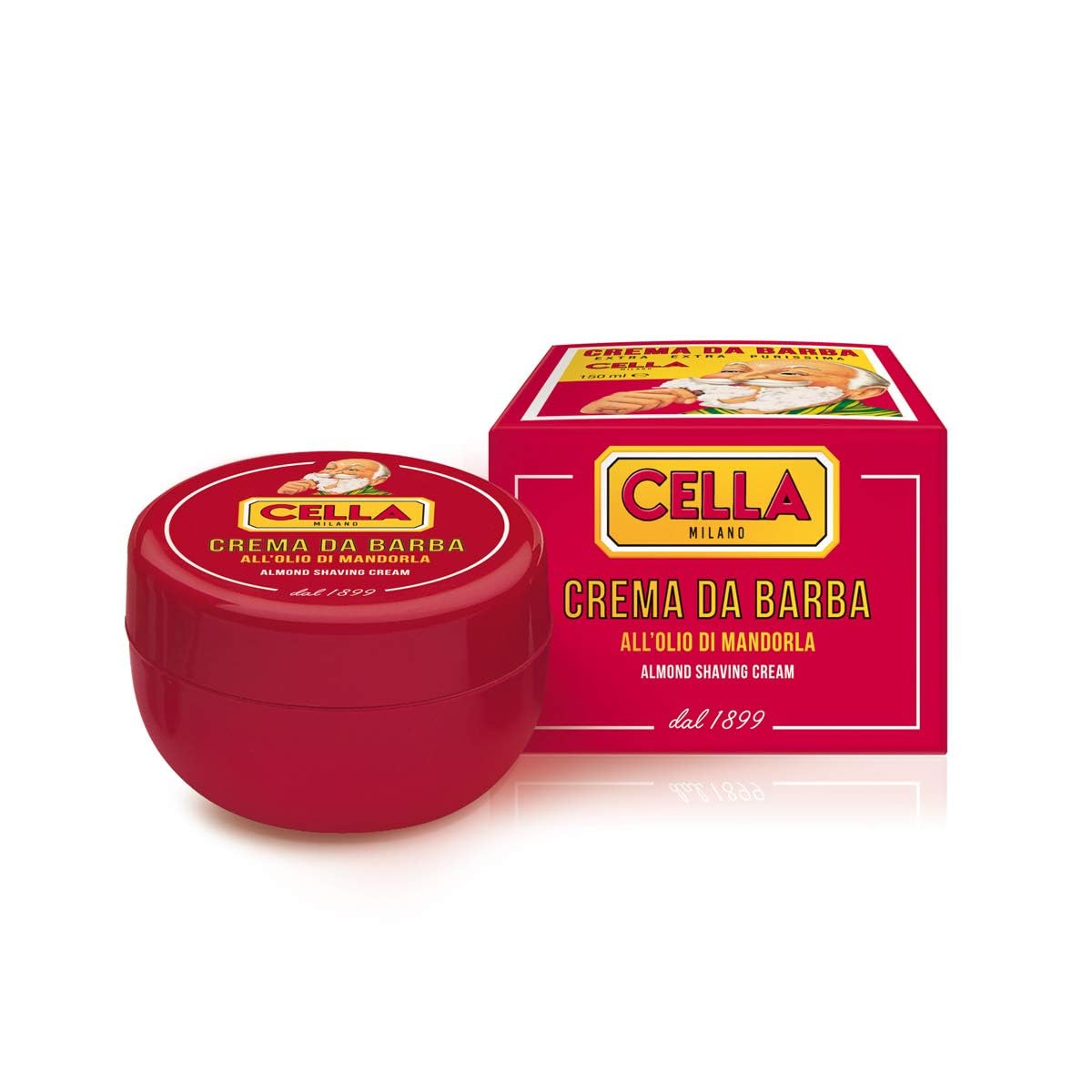 Cella Milano Classic Almond Shaving Cream Soap, 150 g, Made in Italy | Tallow-Based Formula Produces Dense, Creamy Lather With Excellent Cushion