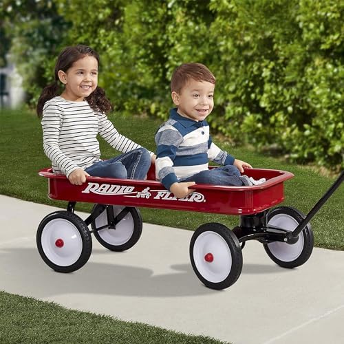 Radio Flyer Classic Red Wagon, for Kids 1.5+, Wagon for Kids or Cargo | All-Steel Body with No-Scratch Edges, 10” Rubber Tires