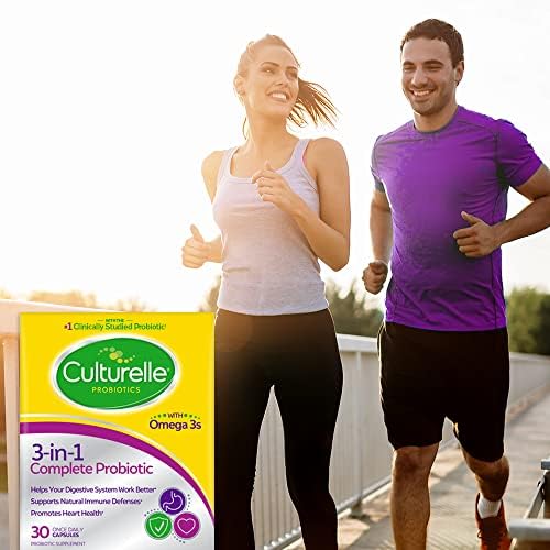 Culturelle 3-in-1 Complete Probiotic + Omega 3's Once Daily, 30 Count | 10B Live Cultures of Lactobacillus rhamnosus GG, Omega -3 Fish Oil, Immune & Heart Health Support*, Once Daily, Non-GMO