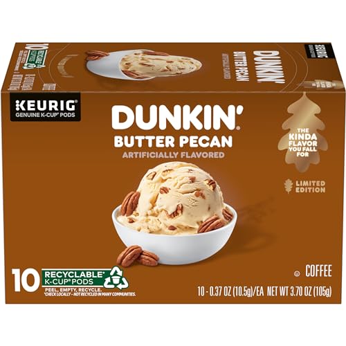 Dunkin’ Pumpkin Spice Artificially Flavored Coffee, 60 Keurig K-Cup Pods | 6 boxes of 10 single serve coffee pods each, Limited edition fall flavor, Made with arabica coffee, SNAP EBT eligible