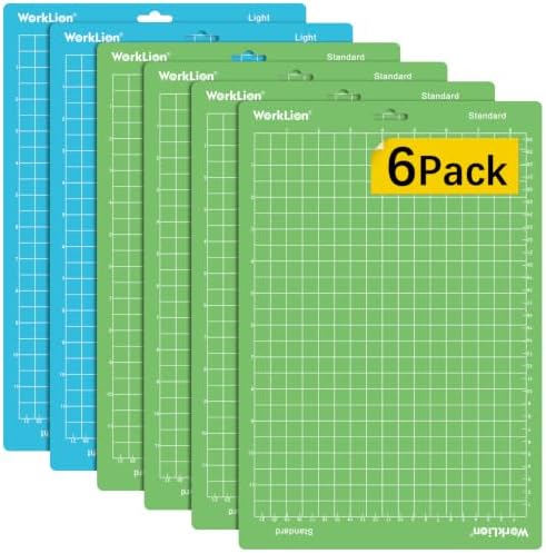 WORKLION Cutting Mat 12x12 Compatible with Maker/Maker 3/Maker 4/Air 2/Explore 3/4, Variety Sticky（Standard, Light