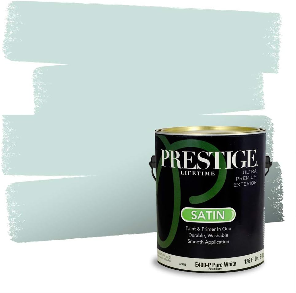 PRESTIGE Paints Exterior Paint and Primer In One, 1-Gallon, Semi-Gloss, Comparable Match of Behr* Intercoastal Gray*