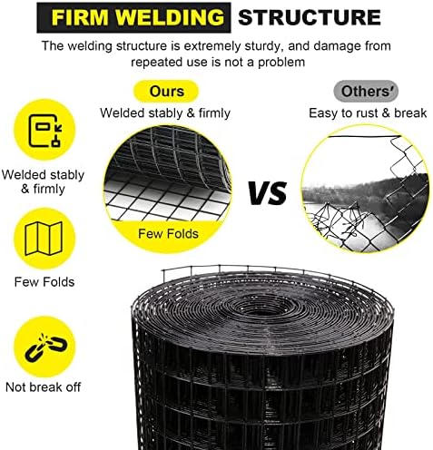 36'' x 50' 1.5inch Hardware Cloth 16 Gauge Black Vinyl Coated Welded Fence Mesh for Home and Garden Fence and Home Improvement Project (36'' x 50')