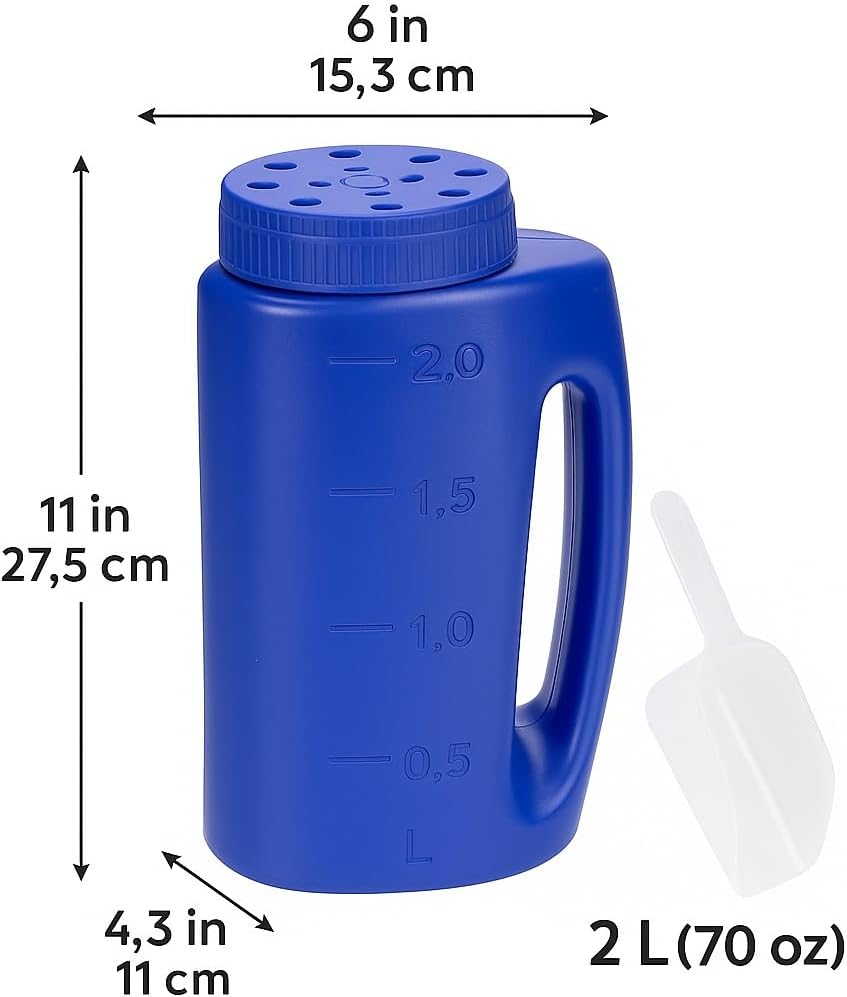 Katai – 2L (70 oz) Hand Held Spreader – Adjustable Hole Size for Seeds, Fertilizer
