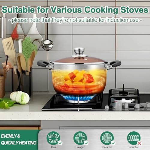TeamFar 4 Quart Stock Pot, Stainless Steel Stock Pasta Soup Pot with Lid