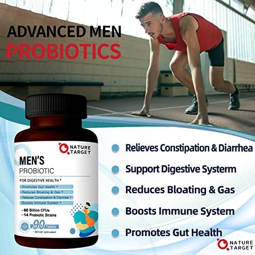NATURE TARGET Probiotics for Men, 60 Billion CFU, 90 Veggie Tablets