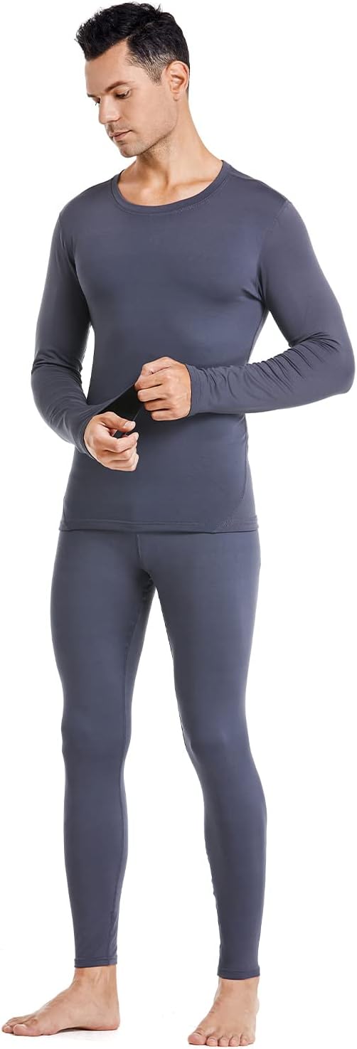 PISIQI Thermal Underwear Men Long Johns Set Ultra-Soft with Fleece Lined Base Layer Winter Skiing Warm Top & Bottom