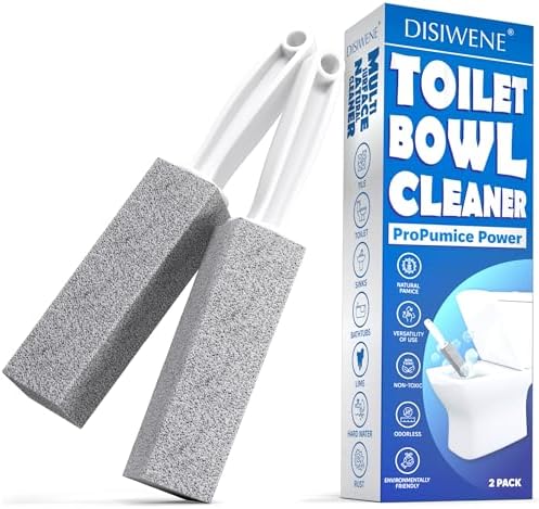 DISIWENE Pumice Cleaning Stone with Handle Toilet Bowl Cleaner Hard Water Ring Remover for Bath/Pool/Kitchen/Household Cleaning (4, 4 Pack with Handle)