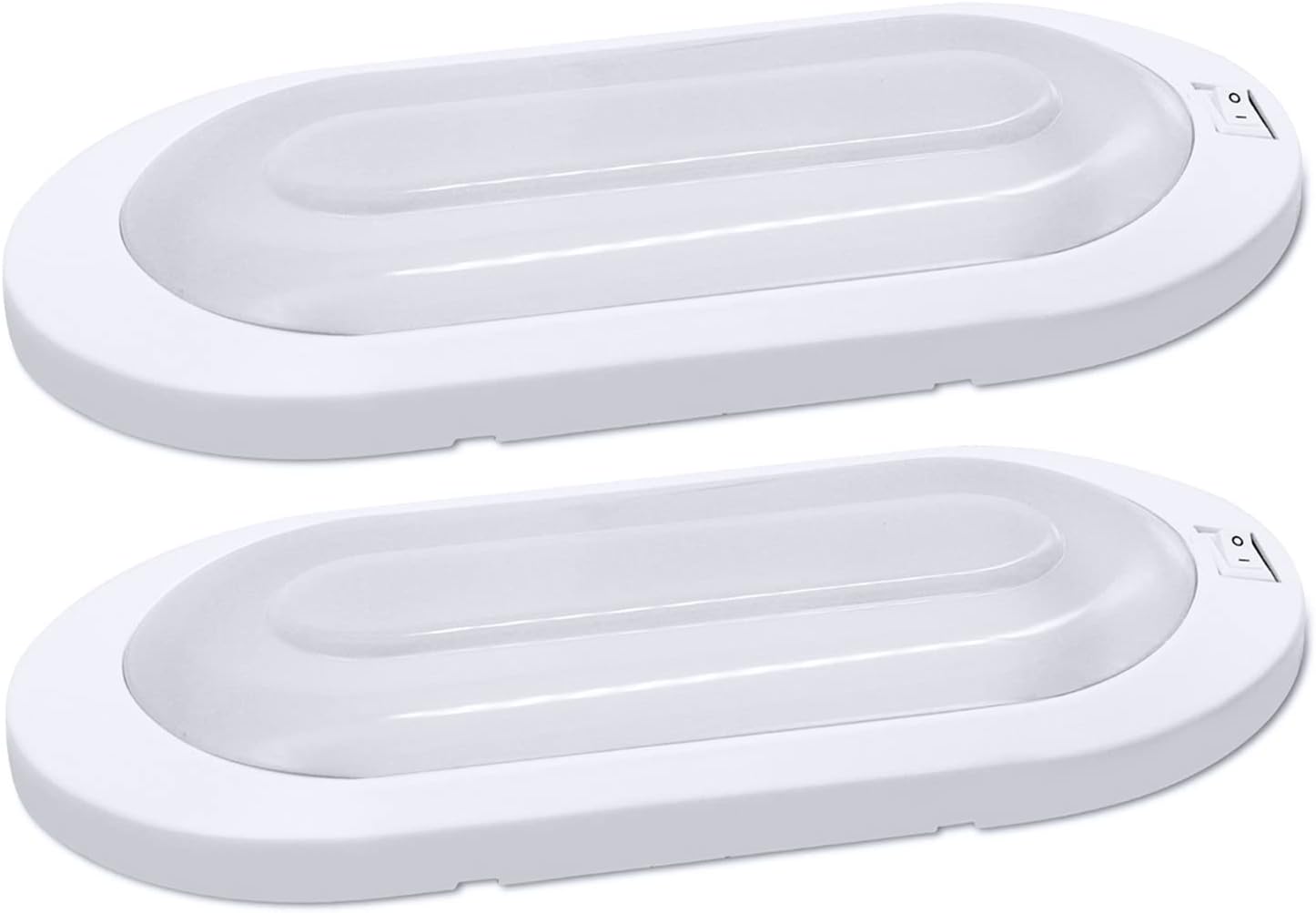 Facon 12V LED Bright RV Pancake Light Surface Mount - 2 Pack, DDS01-008, 12Volt Interior Light with Switch, for RV Motorhomes Camper Caravan Trailer Boat, 3400K