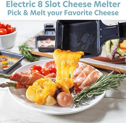 Electric Cheese Raclette Table Grill w Cooking Stone & Grilling Plate | Nonstick