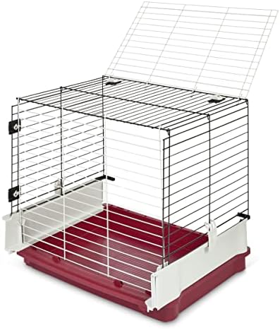 MidWest Homes for Pets 158 Wabbitat Deluxe Rabbit Home, Rabbit Cage, 39.5 L x 23.75 W x 19.75 H Inch, Maroon/White