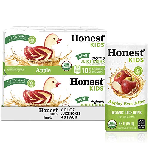 Honest Kids Organic Juice Drink, Appley Ever After, 6.75 fl oz Juice Box, Pack of 40