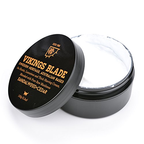 VIKINGS BLADE Luxury Shaving Cream, Sandalwood & Western Red Cedar, Silky Buttery Smooth, Surfactant Base. Refreshing, Clean, Close