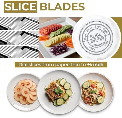 Gramercy Adjustable Mandoline Food Slicer, Mandoline Slicer for Kitchen, Mandolin, Potato, Tomato, Carrot, Vegetable, Fruit and Onion Cutter, Stainless Steel, INCLUDING Cut-Resistant Gloves, Black PRO