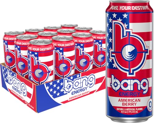 Bang Energy Blue Razz, Sugar-Free Energy Drink, 16-Ounce | Pack of 12