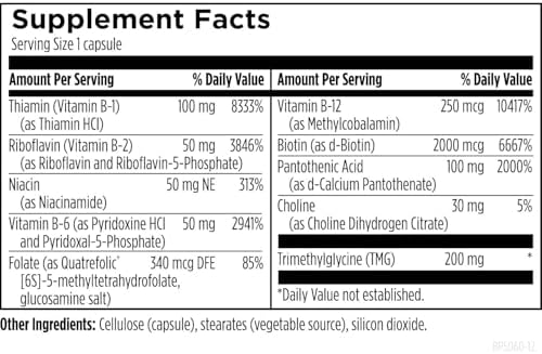 Designs for Health Vitamin B Supreme - B Complex Vitamins for Metabolism, Energy Support + Heart Health - Folate, Vitamin B12, Niacin, Biotin, Vitamin B6 + Thiamine B1 Supplement (60 Vegan Capsules)