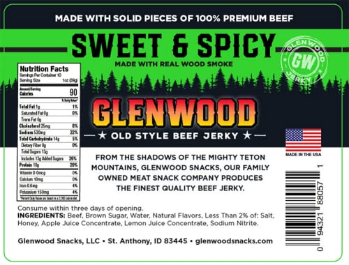Glenwood Jerky 10oz Bag 100% Beef Jerky (SWEET & SPICY)
