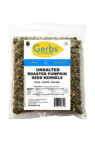 GERBS Unsalted Pumpkin Seed Kernels 4 LBS|Top 14 Allergy Free Food |Use in salads, yogurt, bake, oatmeal, trail mix|Grown in Canada, packed in US | Canadian Grown, No Additives | Naturally Crunchy & Mildly Nutty | Top 14 Allergen-Free