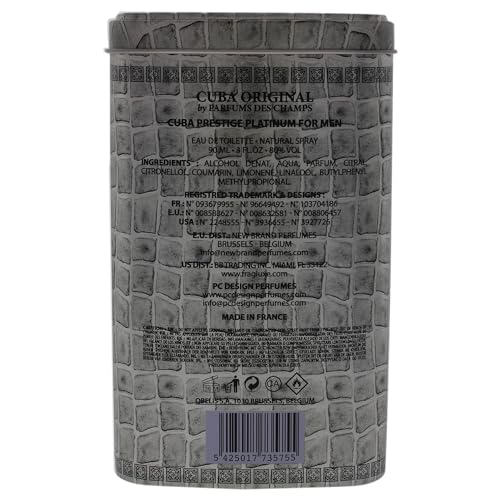 Cuba Original by Parfums Des Champs Prestige Platinum by Cuba, 3 oz Eau De Toilette Spray for Men (CUBPRPM0009002)