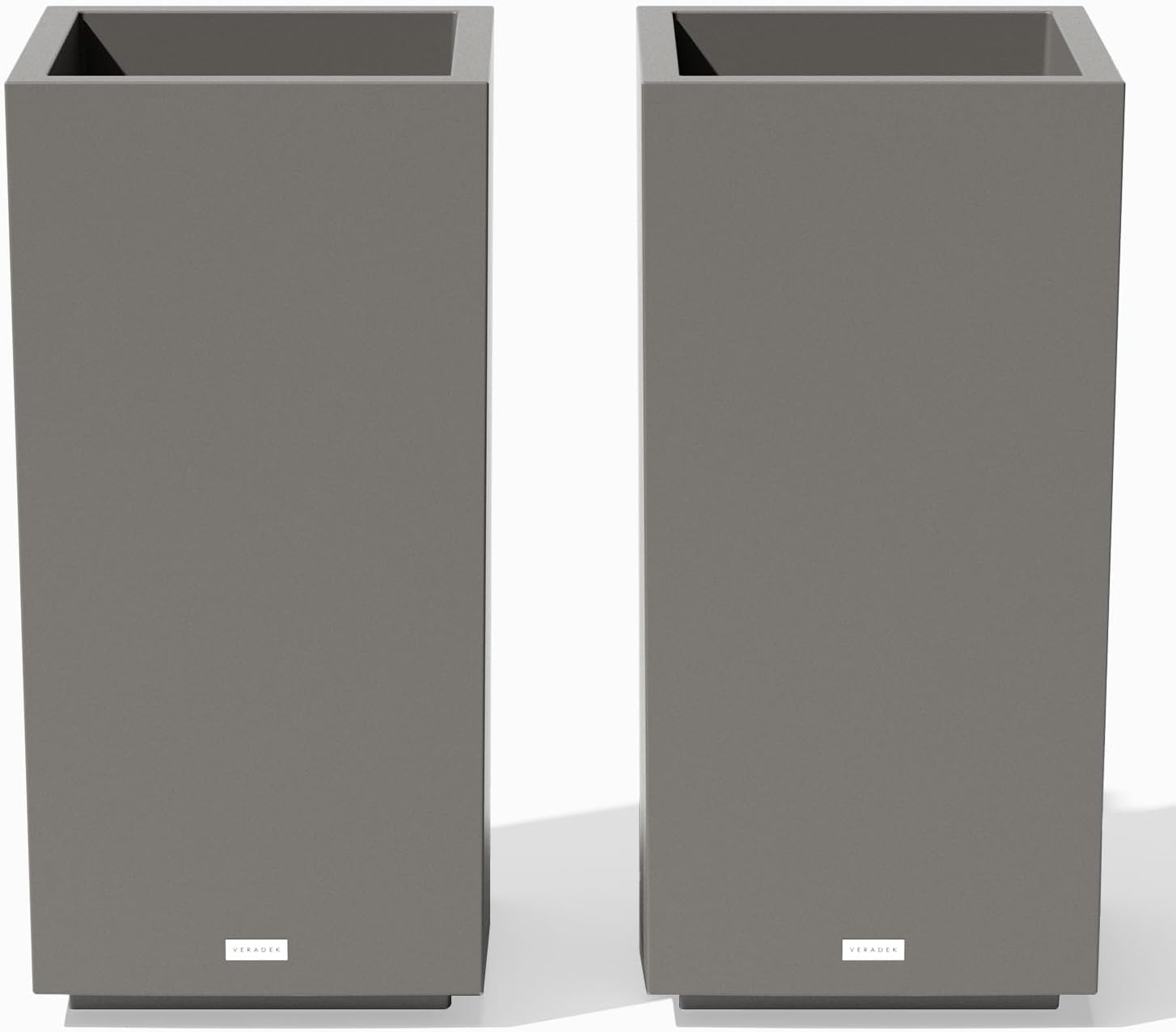 Veradek Block Series Pedestal Planter - Tall Rectangular Outdoor Planter | Made From Durable Plastic Featuring a Removable Insert Bucket. Modern Porch/Patio Décor for Plants and Flowers