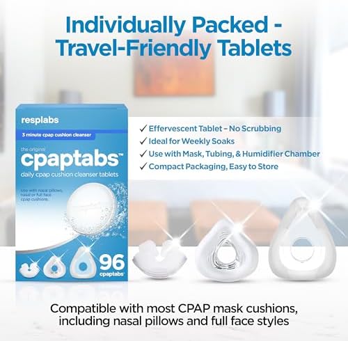 resplabs CPAP Cleaning Tablets, 96 Pack - Effervescent Cleaner for CPAP Masks, Tubing, and Humidifiers - 3 Month Supply