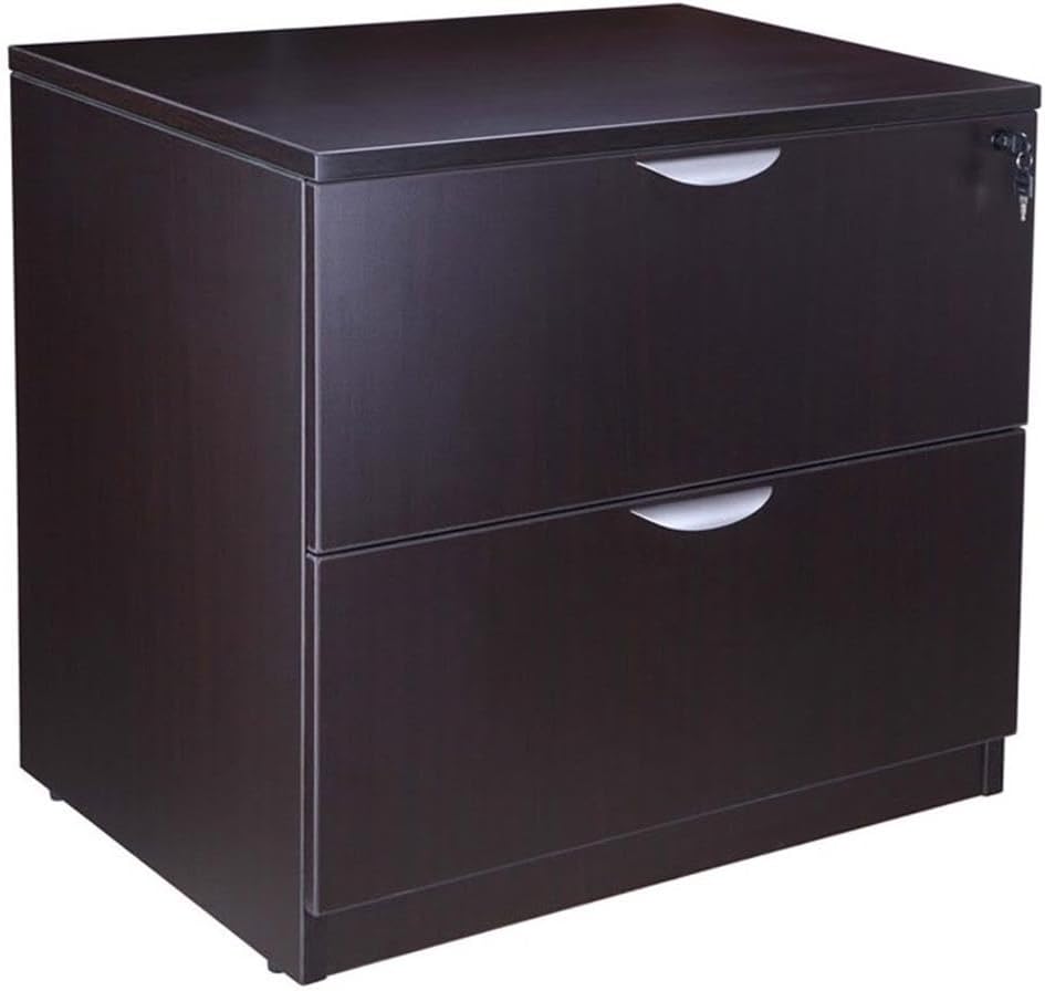 Boss Office Products Holland Executive U-Shape Desk with Lateral File Storage and Hutch, 66", Mocha