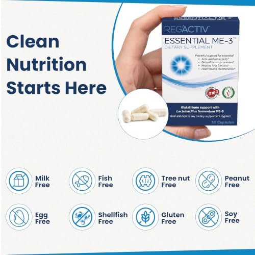 Reg'Activ Essential ME-3 Glutathione Supplement, Probiotic, 30 Vegan Caps