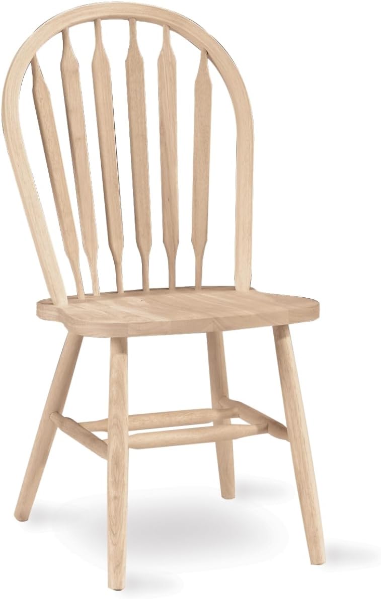 IC International Concepts Solid Wood Windsor ArrowBack Chair, Unfinished