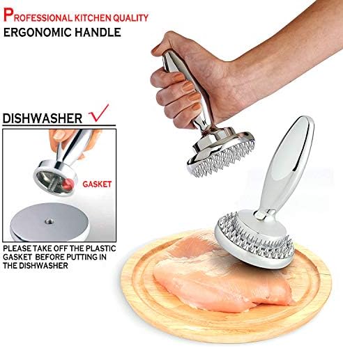 Reversible Meat Tenderizer and Pounder Dual Sided Meat Tenderizer Mallet Marinating Prep Tool