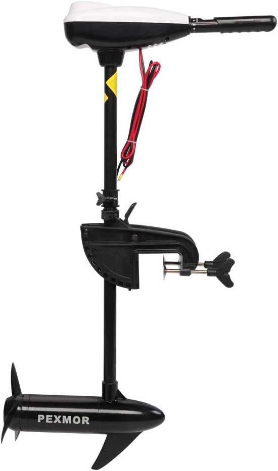 PEXMOR 8 Speed Electric Trolling Motor, Electric Outboard Boat Motor w/Adjustable Handle & LED Indicator, Transom Mounted for Saltwater, Kayak