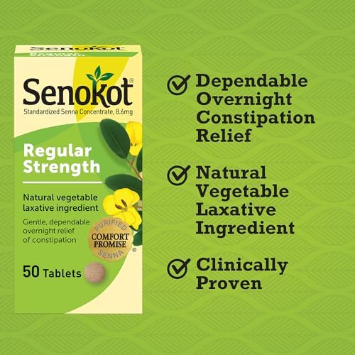 Senokot Regular Strength Laxatives for Constipation, Senna Tablets, 100 ct