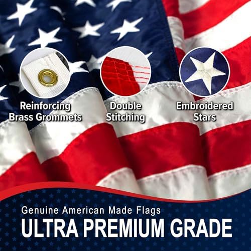 American Flag 6x10 Made in USA – Heavy Duty 2‑Ply Polyester Outdoor US Flag, Embroidered Stars & Sewn Stripes