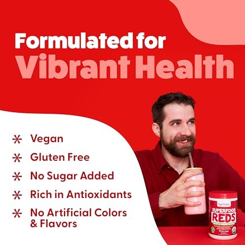 ​Feel Great Organic Superfood Reds Powder Packed with Beet Root Powder | Digestive Support Including Bloating Relief | Fruit and Veggie