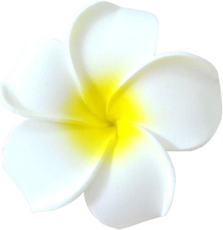 Pursuestar 100Pcs White Foam Hawaiian Frangipani Artificial Plumeria Flower Petals Cap Hair Hat Wreath Floral DIY Home Wedding Decoration 5cm
