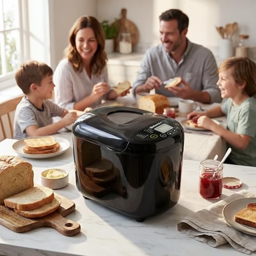 Elite Gourmet Programmable Bread Maker, 2 Lb, 3 Sizes, 19 Presets, Black