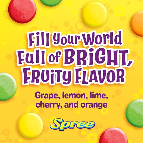 Wonka Spree Original Hard Candy, Resealable Bag, 12 Ounce Bag | Grape, lemon, lime, cherry, orange, sweet outside sour inside, resealable share bag, movie snack, sharing, nostalgic