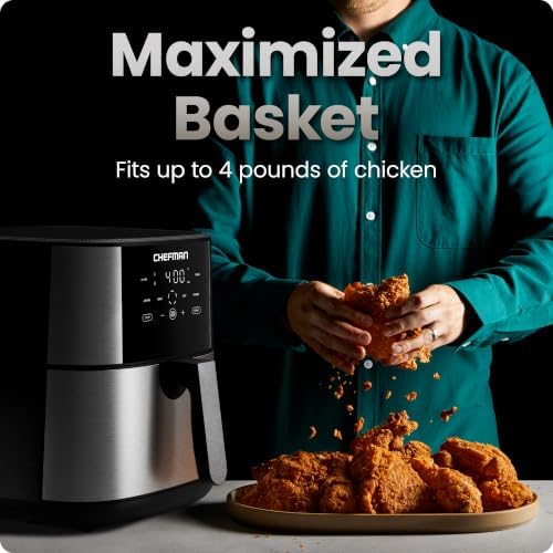 Chefman Air Fryer 8 Qt | TurboFry® 4-in-1 with 450°F Hi-Fry Option for Crispier Results | Bake, Dehydrate