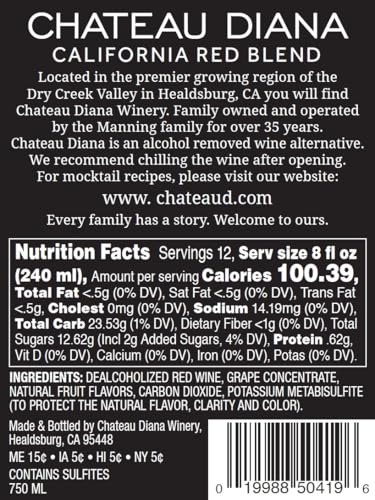 Chateau Diana Zero - Alcohol Removed California Red Wine (2x 750 ml.)