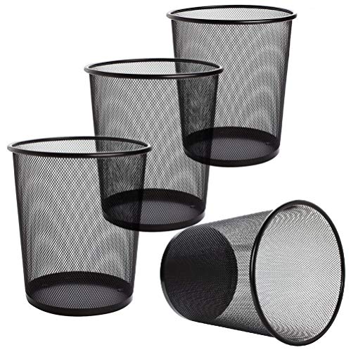 Lawei 4 Pack Trash Can Mesh Round Open Top Wastebasket - 2.5 Gallon Recycling Bins Garbage Waste Baskets for Office Home