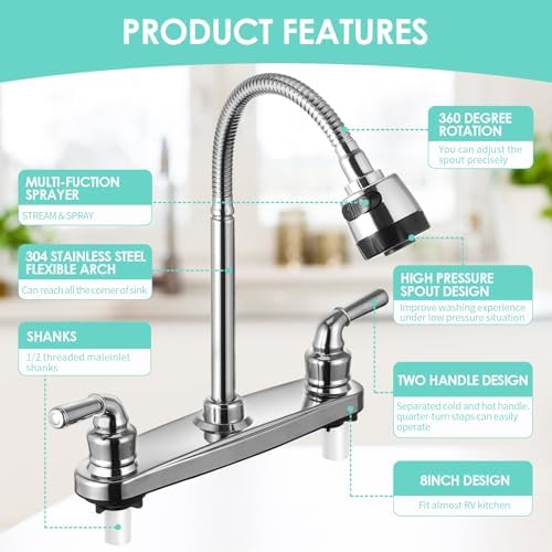 RV Kitchen Faucet Non-Metallic, Flexible Spout for Campers, Motorhomes, Travel Trailers