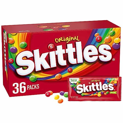 SKITTLES Wild Berry Chewy Candy, Full Size, Bulk Box, 36 Pack, 2.17 oz | Chewy wild berry fruity candy full size packs individually wrapped for movie nights, party favors, snacks, road trip, bulk