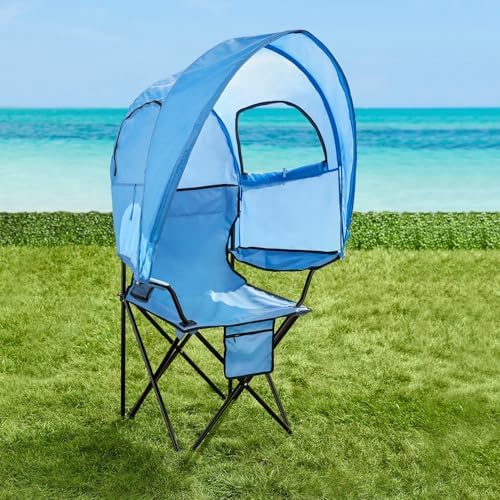BrylaneHome Oversized Camp Chair with Canopy - Taupe