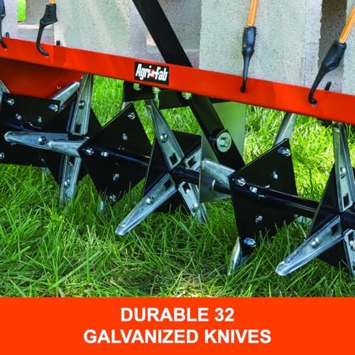 Agri-Fab 48 In Tow Behind Lawn Plug Aerator with 32 Galvanized Knives and Universal Hitch