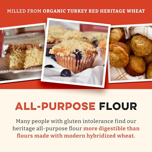 Sunrise Flour Mill Heritage Organic White Flour | USDA Organic All Purpose Flour Unbleached - Non-GMO, Kosher, Grown Without Glyphosate