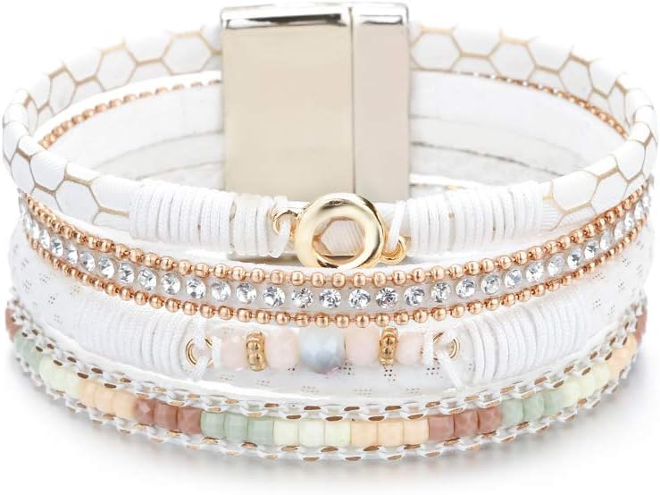 Fesciory Leather Wrap Bracelets for Women, Boho Western Layered Jewelry
