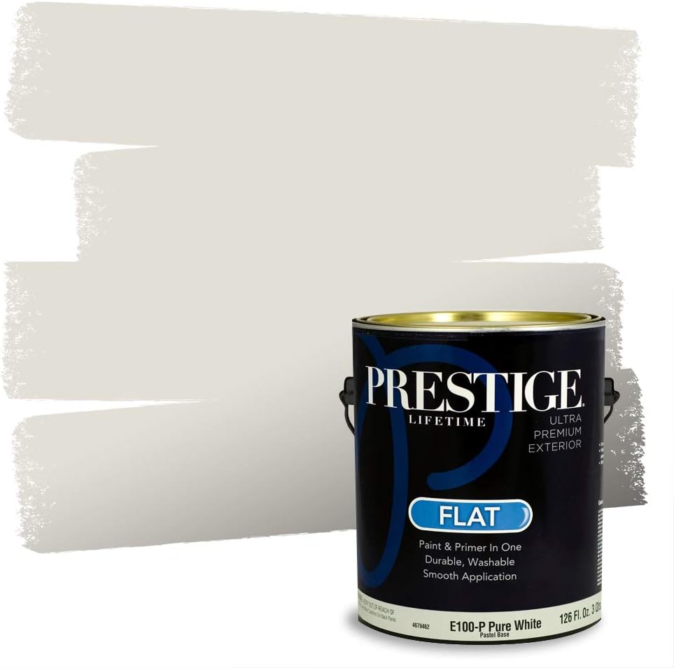 PRESTIGE Paints Exterior Paint and Primer In One, 1-Gallon, Flat, Comparable Match of Sherwin Williams* Grizzle Gray*